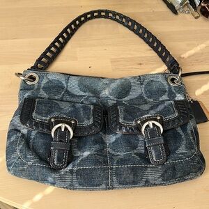 Coach Poppy Denim Signature Hippie Handbag